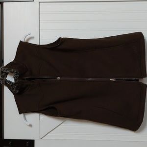 Roper Fleece Zip Vest with Faux Fur Collar